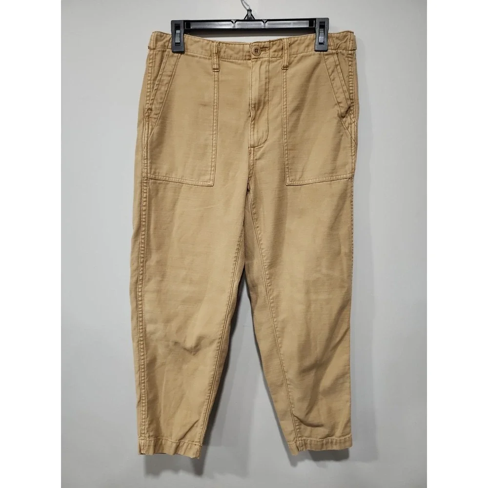 Madewell Cargo Pants Womens 27 Beige High Rise Pockets 100% Cotton Deep Pockets - Picture 1 of 14